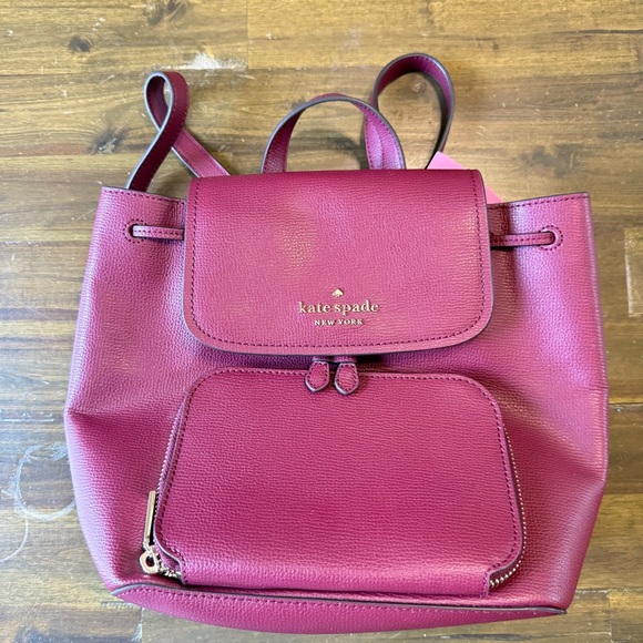 Kate Spade Deep Red Leather Burgundy Backpack - Picture 2 of 13